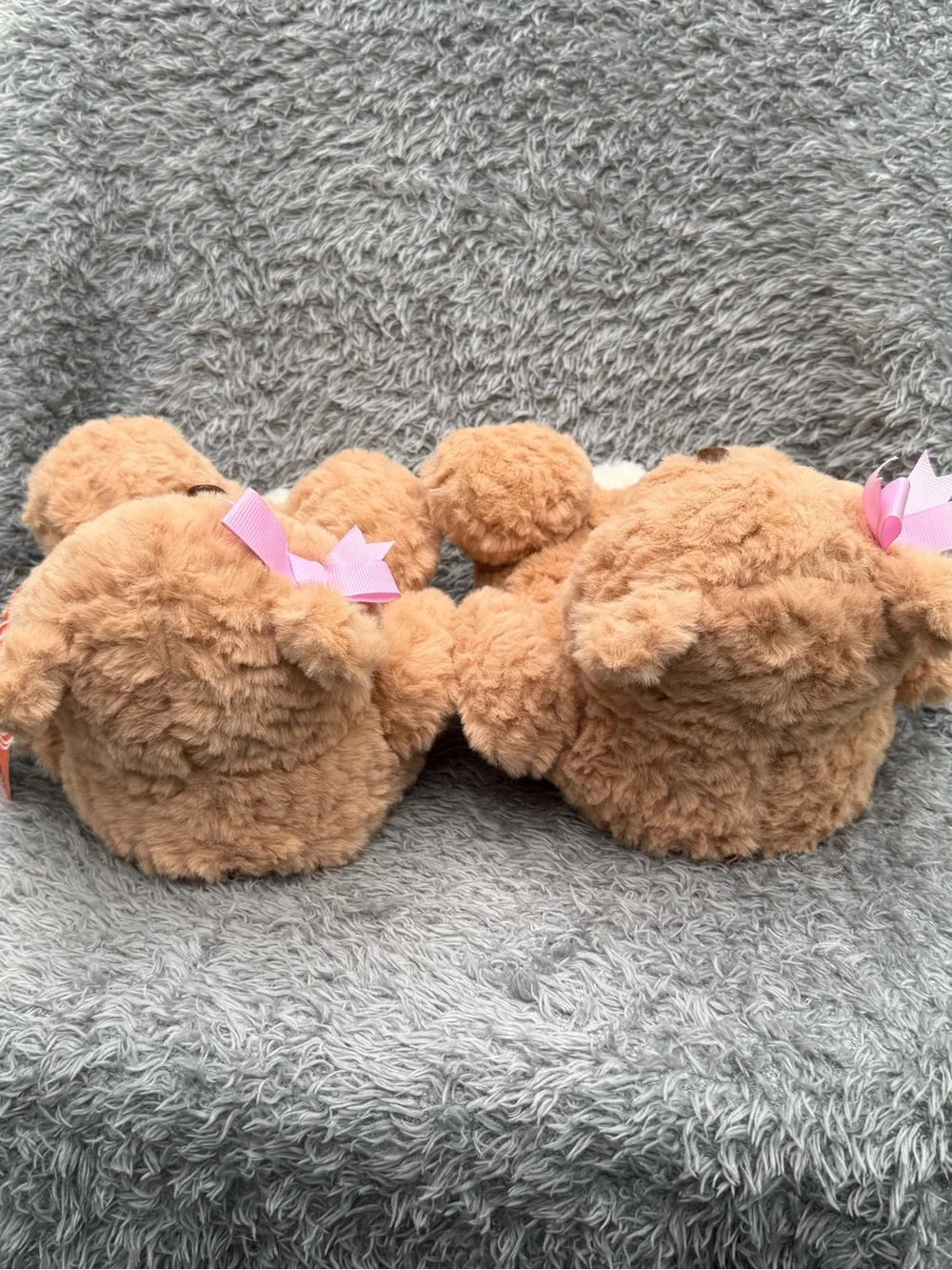 wonder nation Brown Bear Plush Slippers with Pink Bows Girls‎ 11-12 New